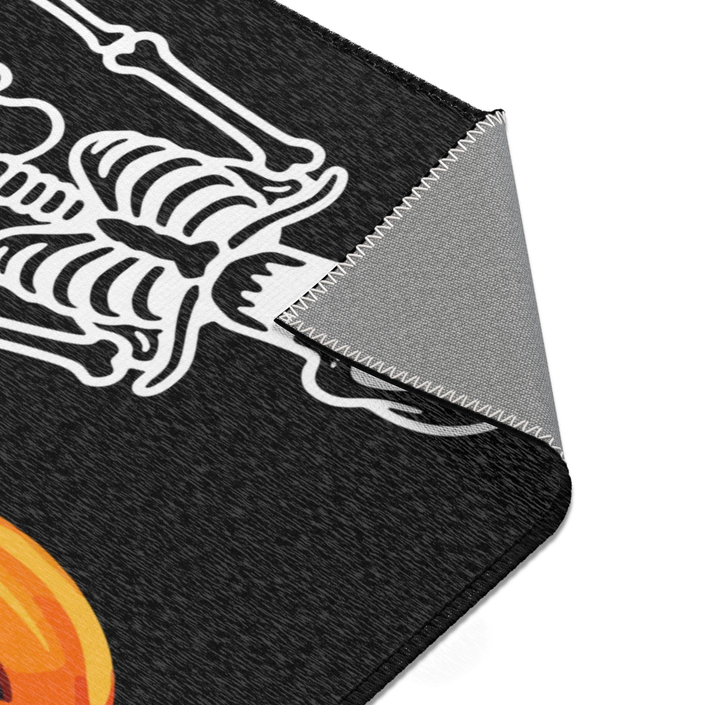 Halloween Area Rug, Skeleton and Pumpkin Design, Festive Home Decor, Spooky Themed Carpet, Seasonal Decoration