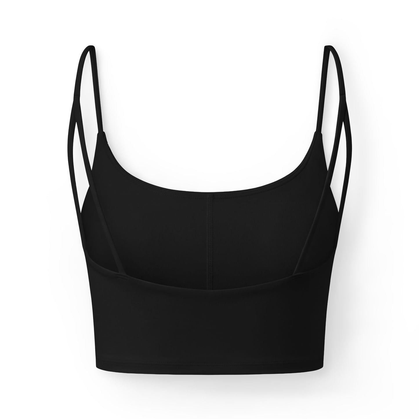 Women's Luxe Bra — Minimal Black Crop Bralette with Neon Script Accent- More To Make