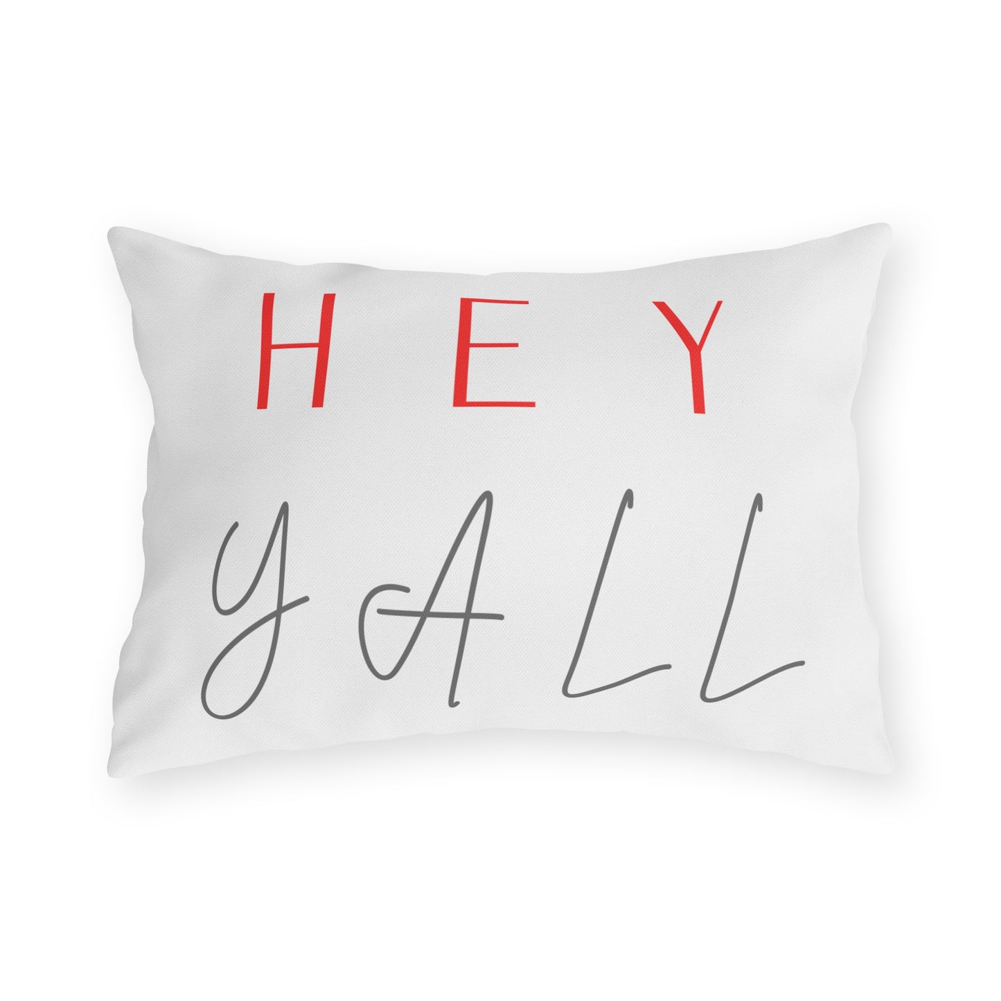 Hey Y'all Outdoor Pillow — Southern Script Decorative Throw Pillow for Patio & Porch