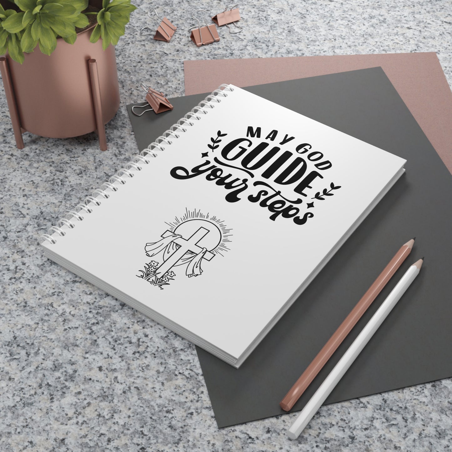 May God Guide Your Steps Spiral Notebook — Christian Inspirational Journal