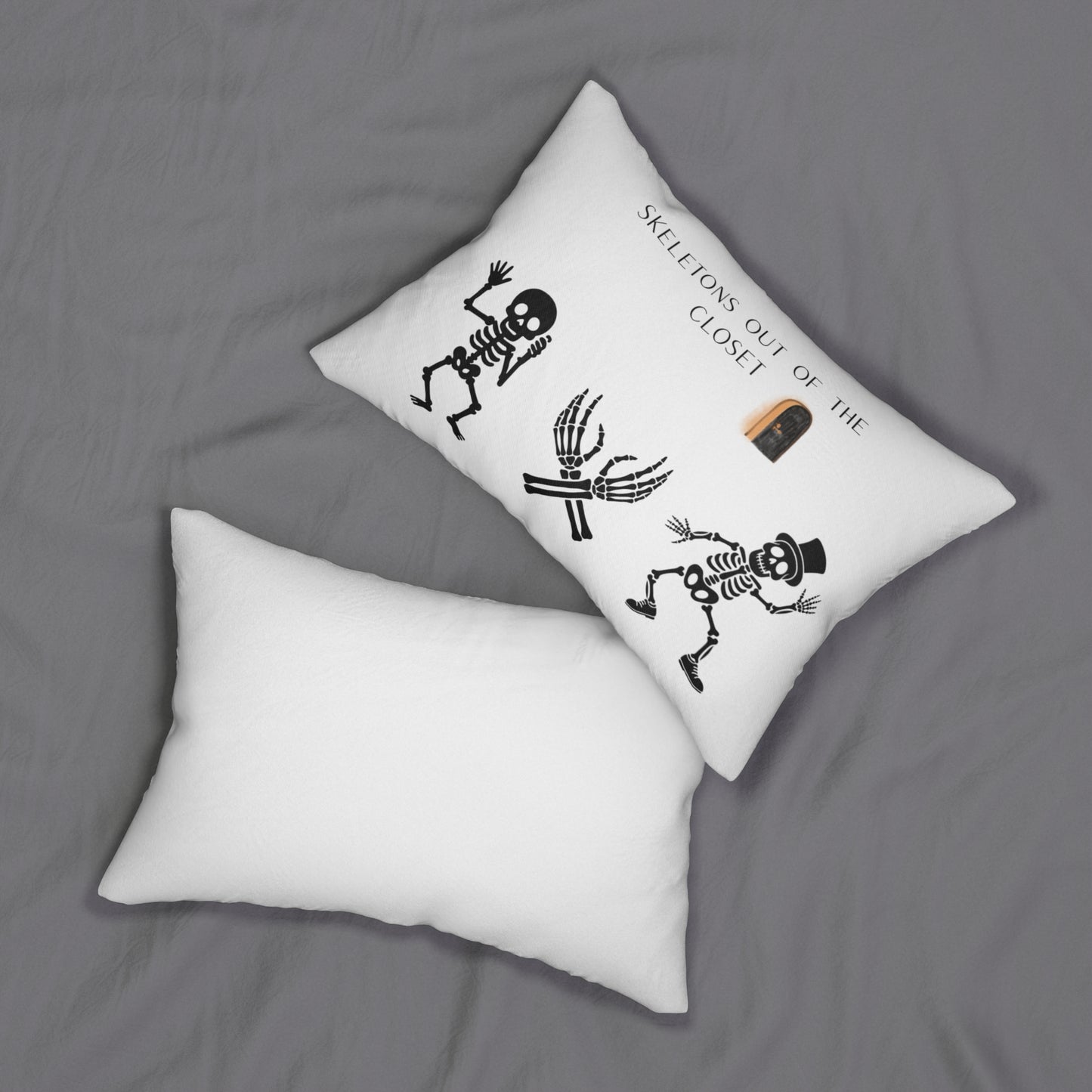 Skeletons Out of the Closet Pillow | Halloween Decor, Funny Home Accent, Spooky Gift, Unique Pillow, Gag Gift