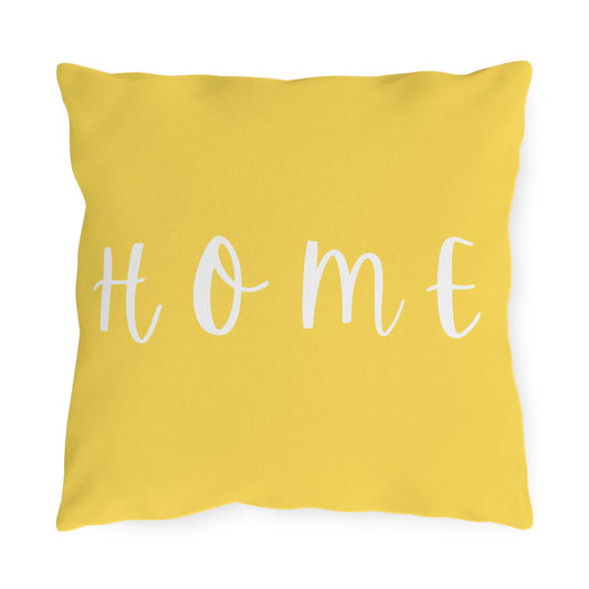 HOME Yellow Outdoor Pillow — Bright Farmhouse Patio Cushion