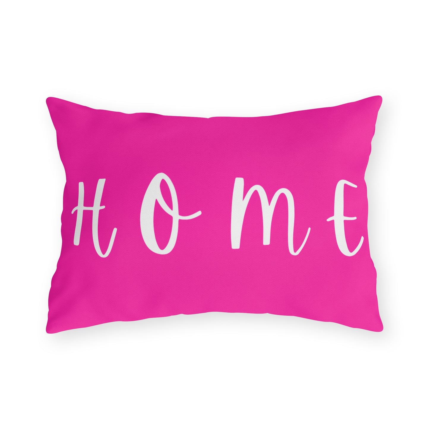 Home Script Outdoor Pillow — Hot Pink Decorative Patio Cushion