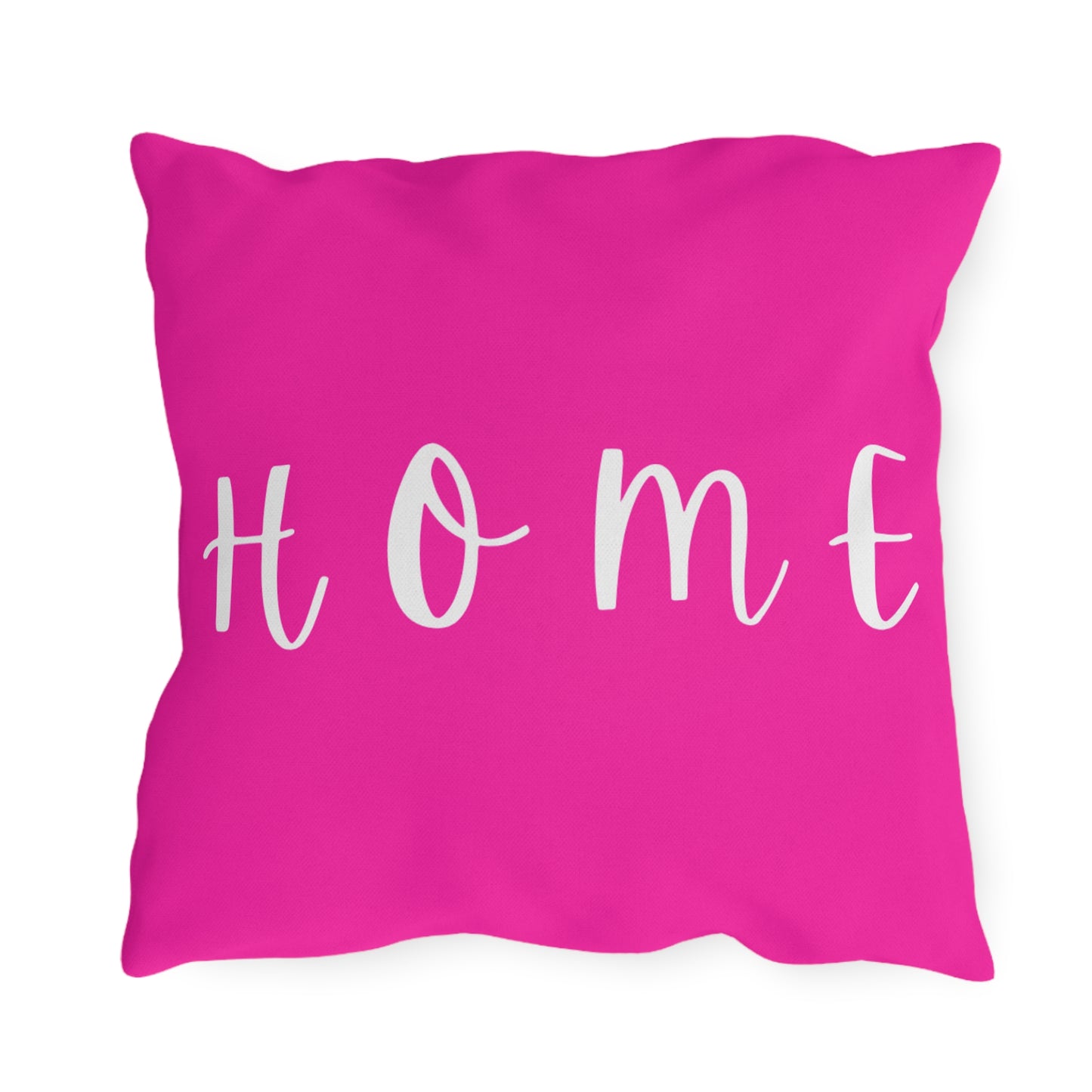 Home Script Outdoor Pillow — Hot Pink Decorative Patio Cushion