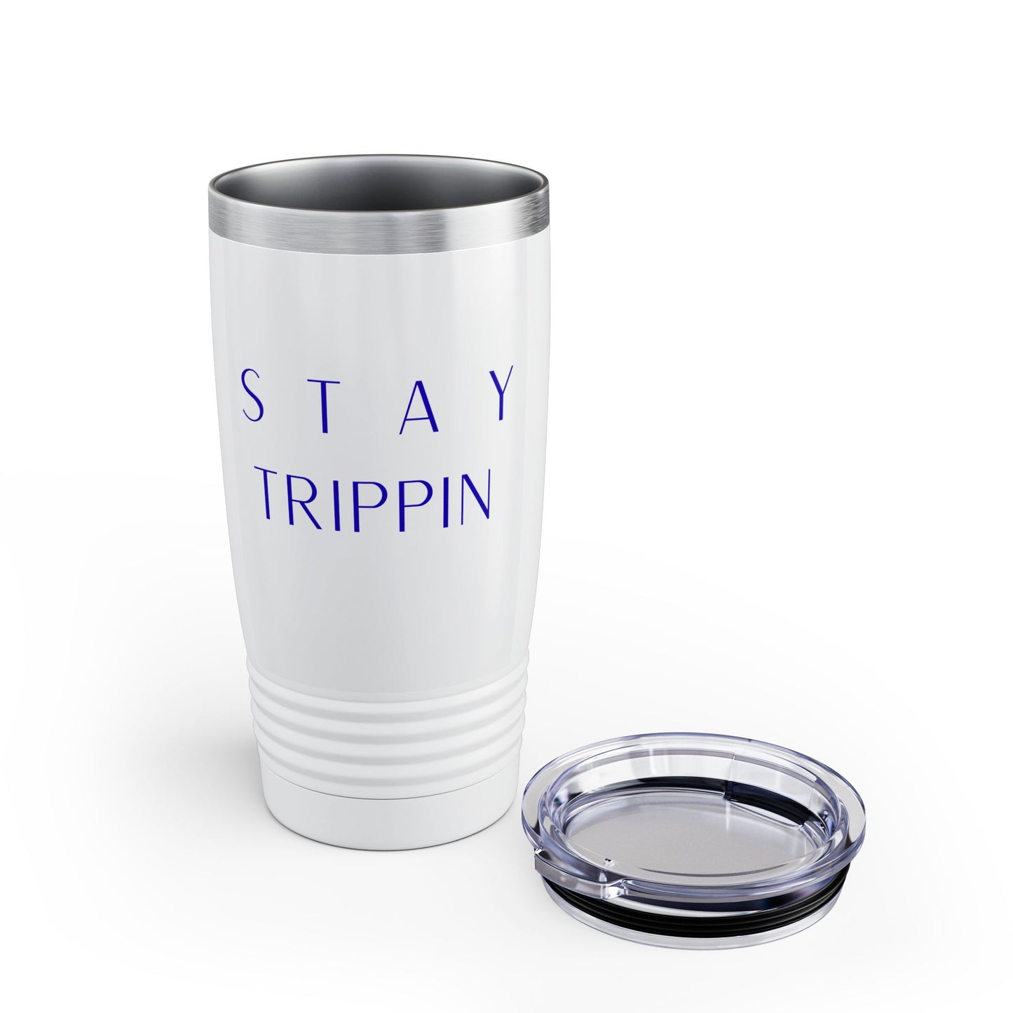 Stay Trippin 20oz Tumbler — Insulated Travel Cup with Minimalist Purple Text