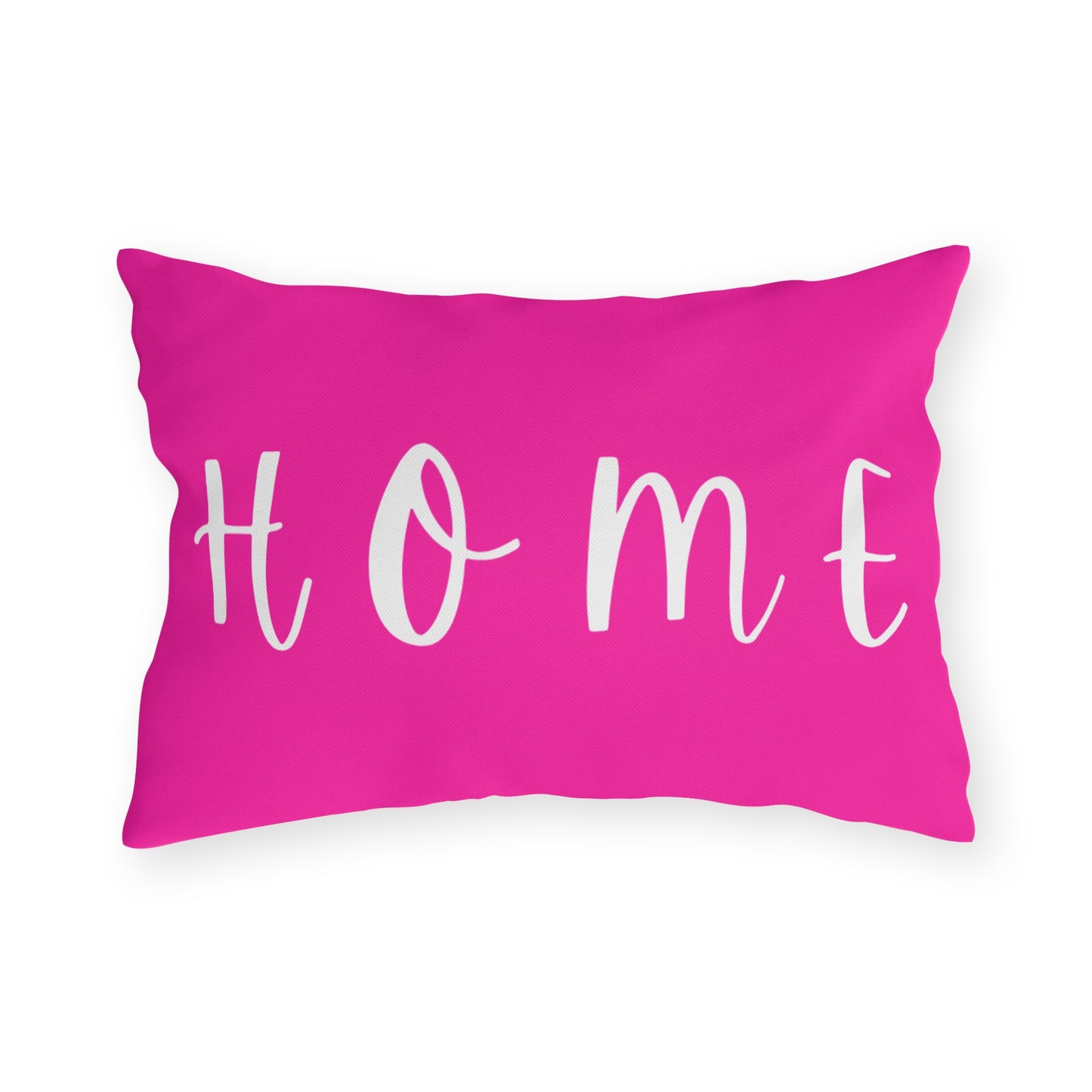 Home Script Outdoor Pillow — Hot Pink Decorative Patio Cushion