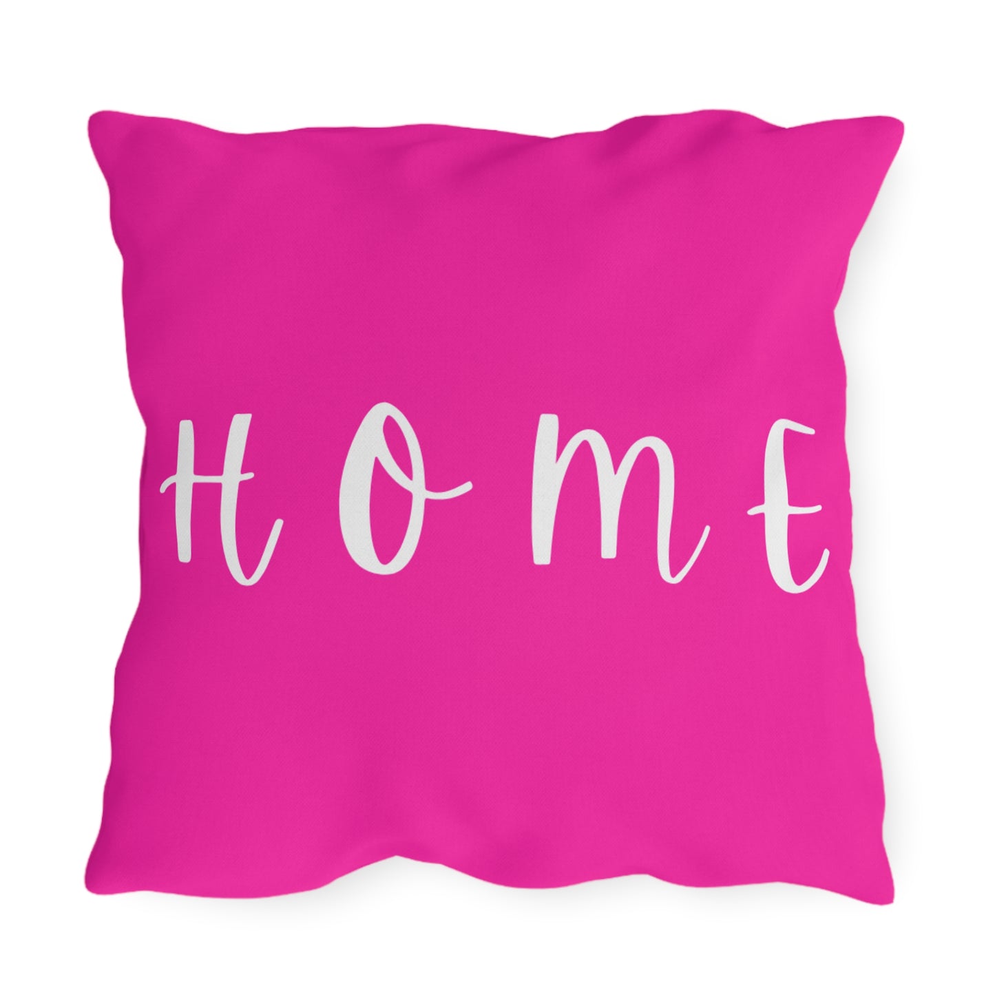 Home Script Outdoor Pillow — Hot Pink Decorative Patio Cushion