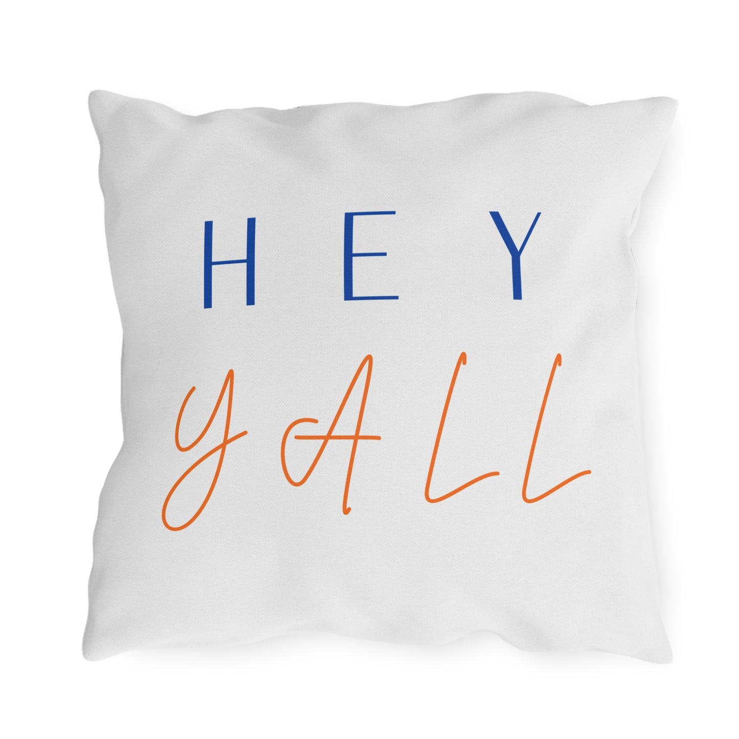 Hey Y'all Outdoor Pillow — Southern Script Accent Pillow for Porch & Patio