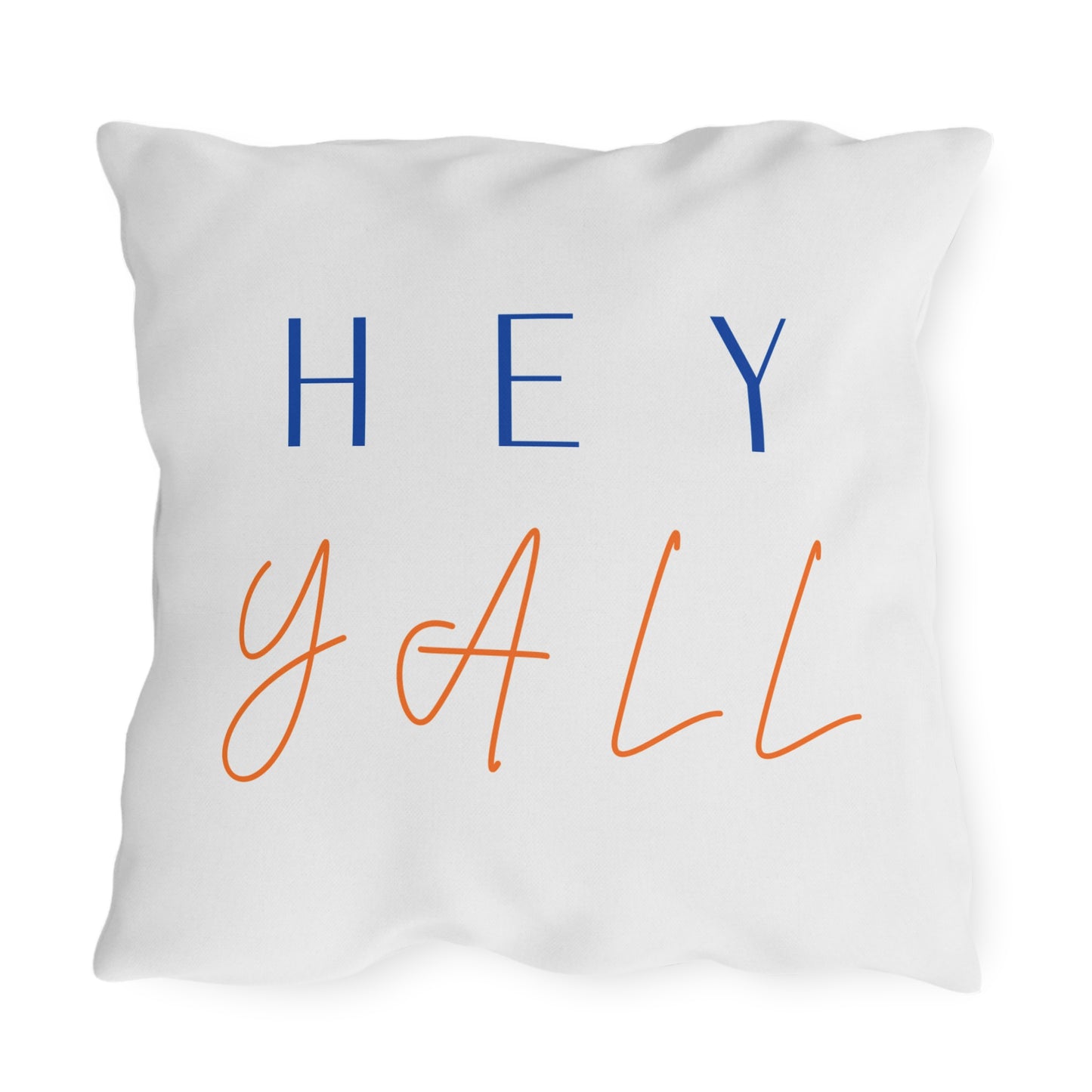 Hey Y'all Outdoor Pillow — Southern Script Accent Pillow for Porch & Patio