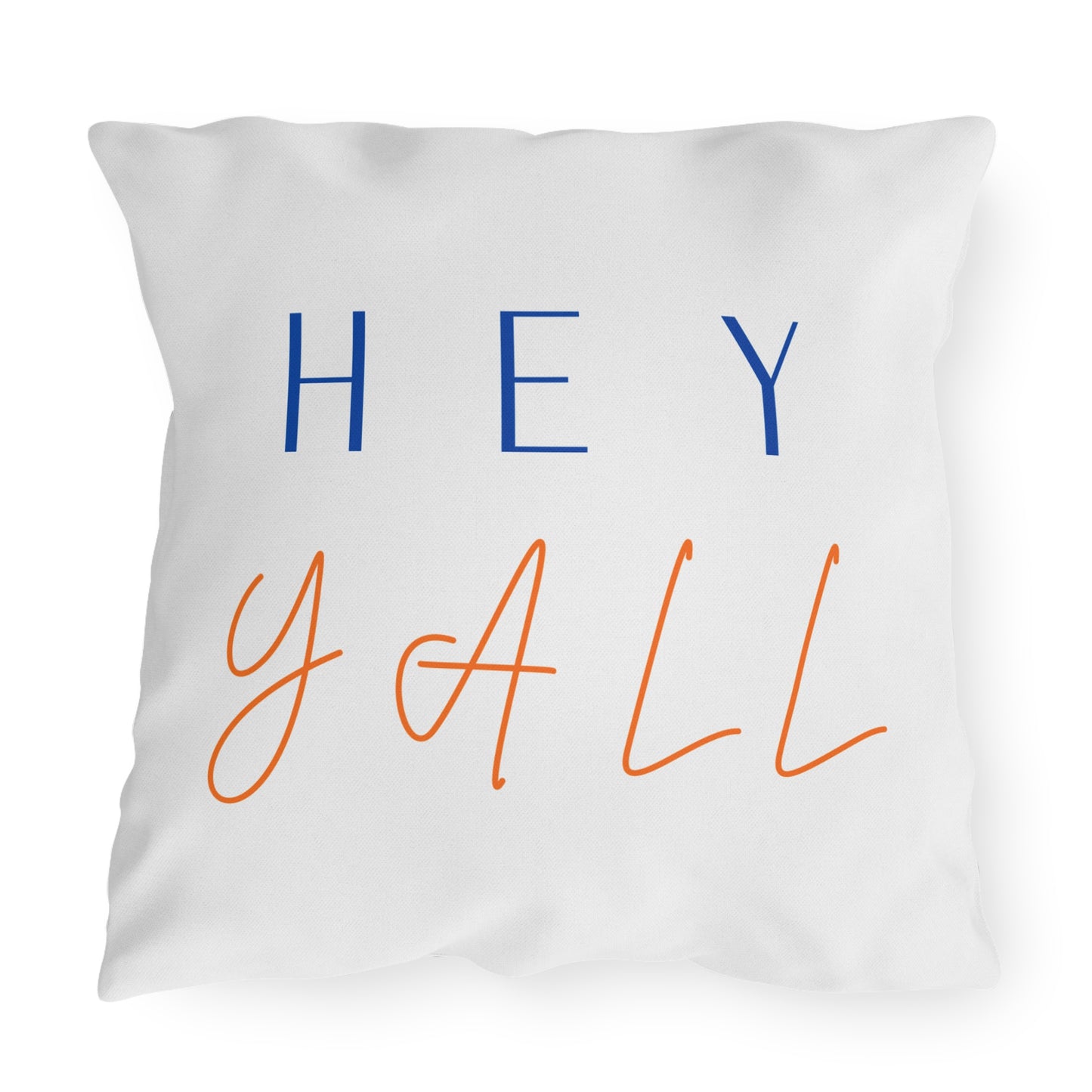 Hey Y'all Outdoor Pillow — Southern Script Accent Pillow for Porch & Patio