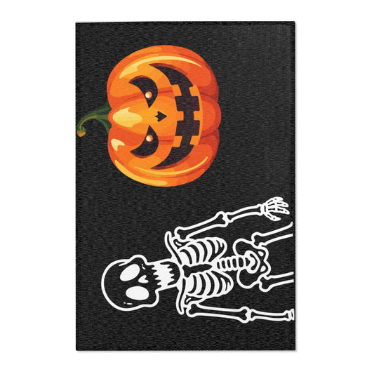 Halloween Area Rug, Skeleton and Pumpkin Design, Festive Home Decor, Spooky Themed Carpet, Seasonal Decoration
