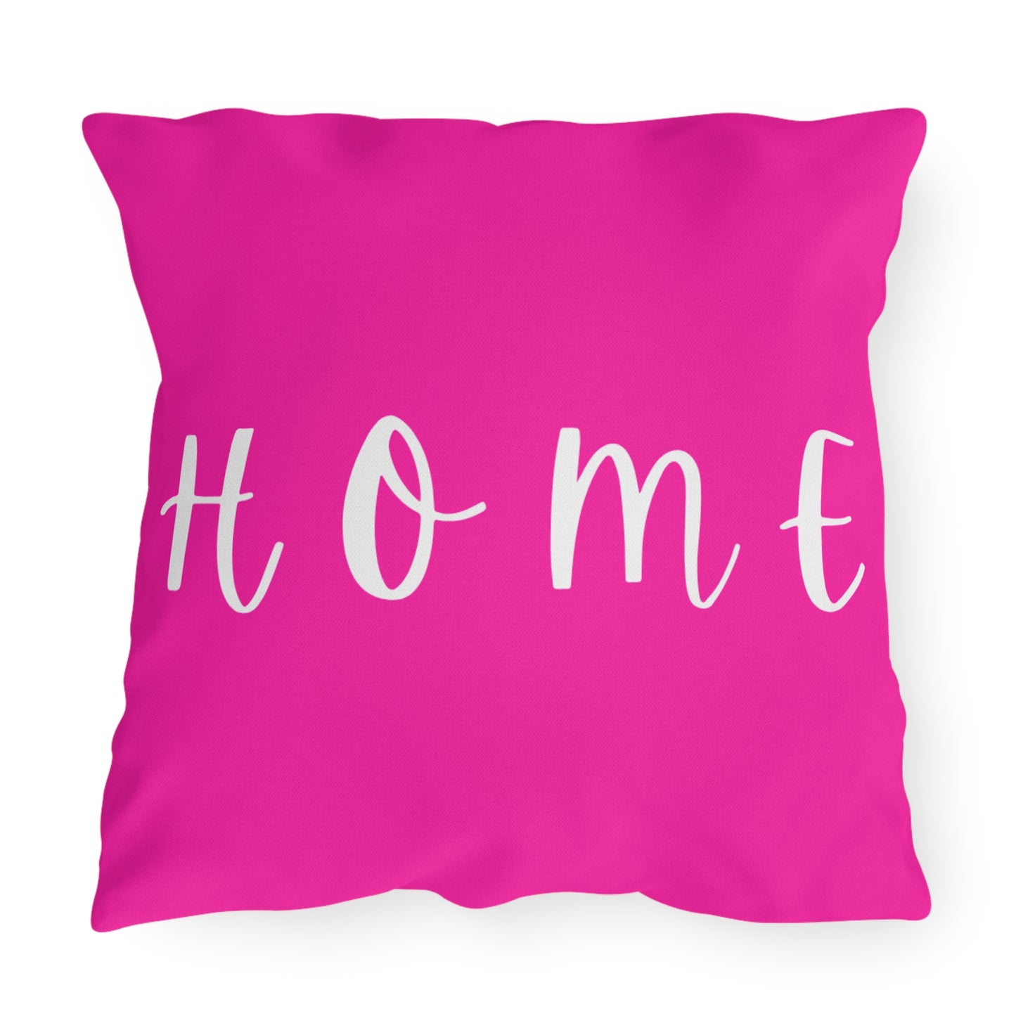Home Script Outdoor Pillow — Hot Pink Decorative Patio Cushion