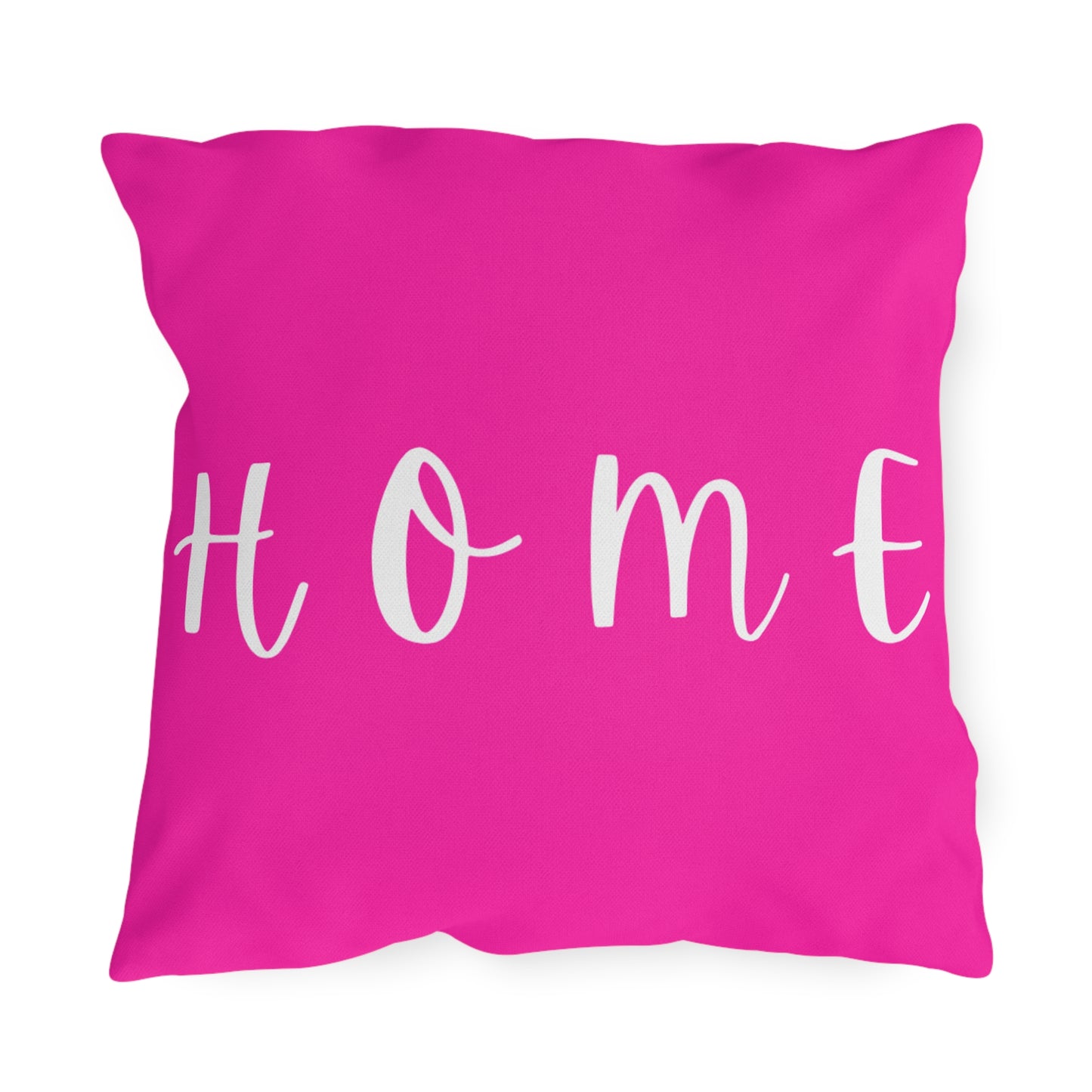Home Script Outdoor Pillow — Hot Pink Decorative Patio Cushion