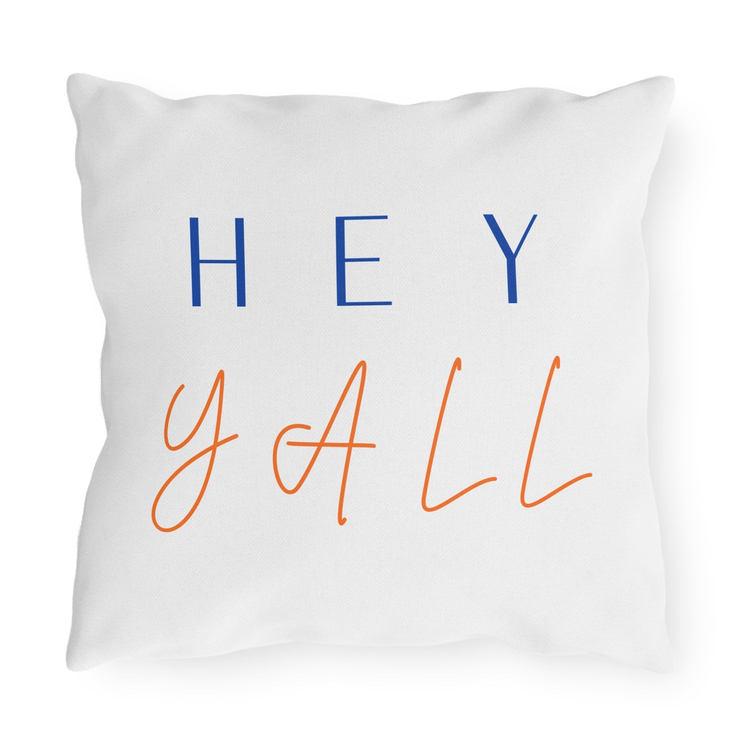 Hey Y'all Outdoor Pillow — Southern Script Accent Pillow for Porch & Patio