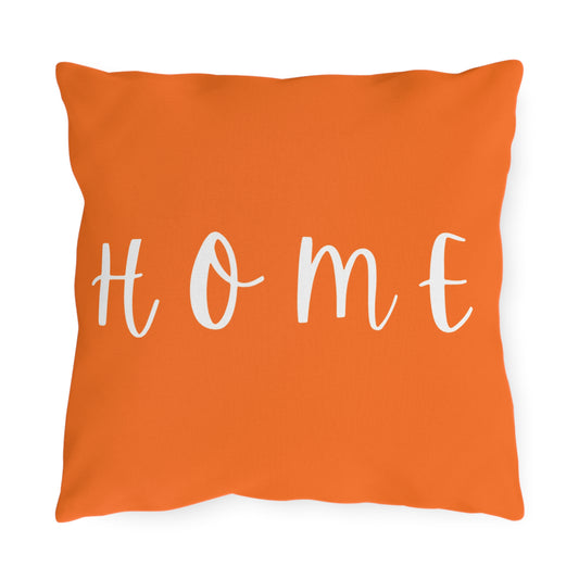 Home Script Outdoor Pillow – Orange Patio Decorative Throw