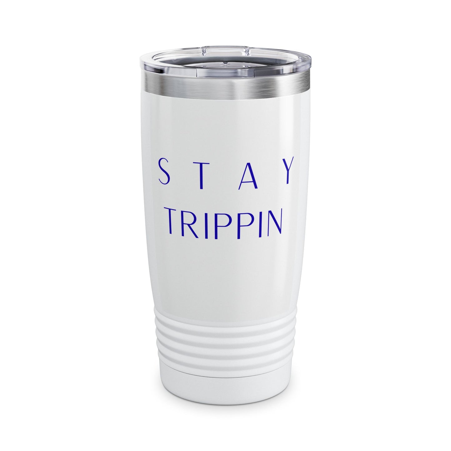 Stay Trippin 20oz Tumbler — Insulated Travel Cup with Minimalist Purple Text