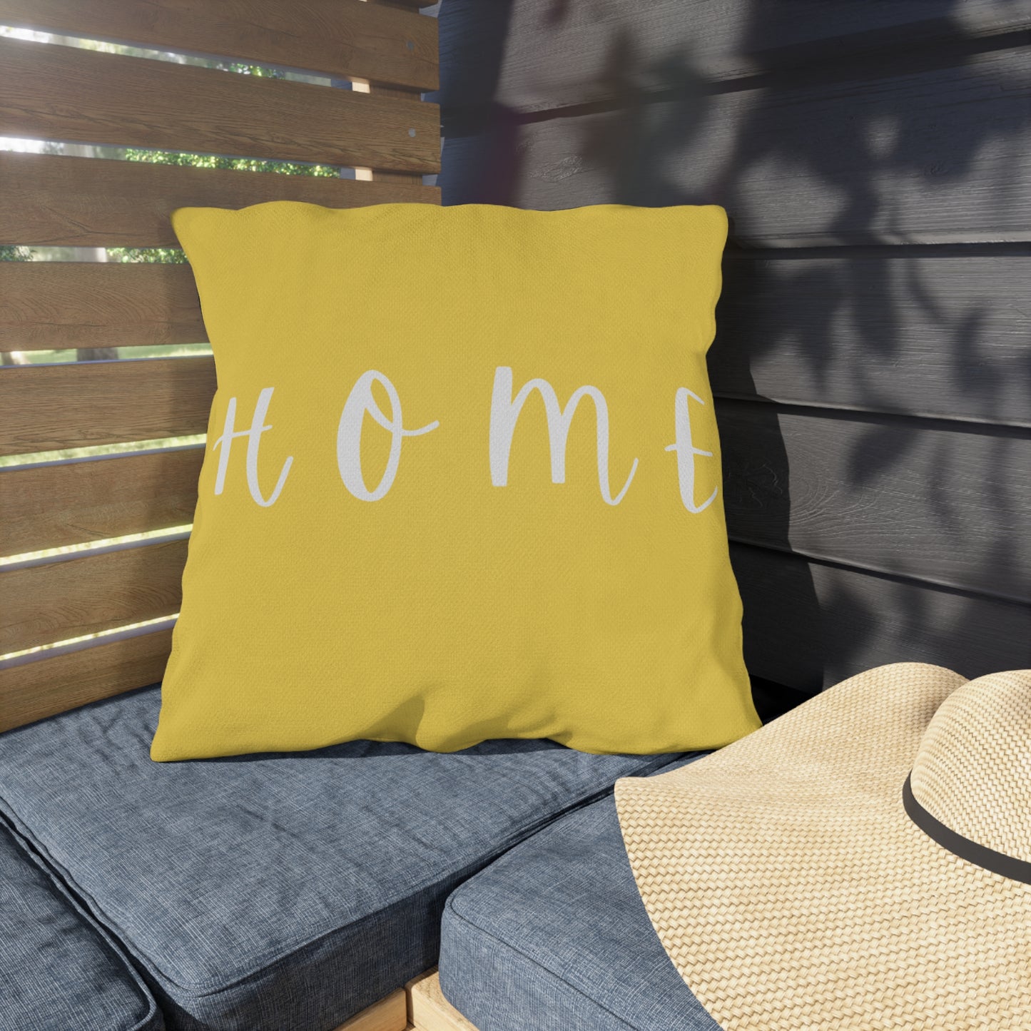 HOME Yellow Outdoor Pillow — Bright Farmhouse Patio Cushion