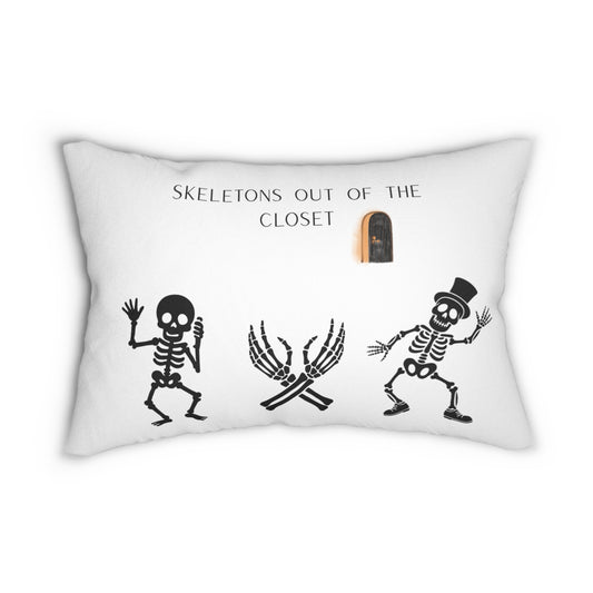 Skeletons Out of the Closet Pillow | Halloween Decor, Funny Home Accent, Spooky Gift, Unique Pillow, Gag Gift