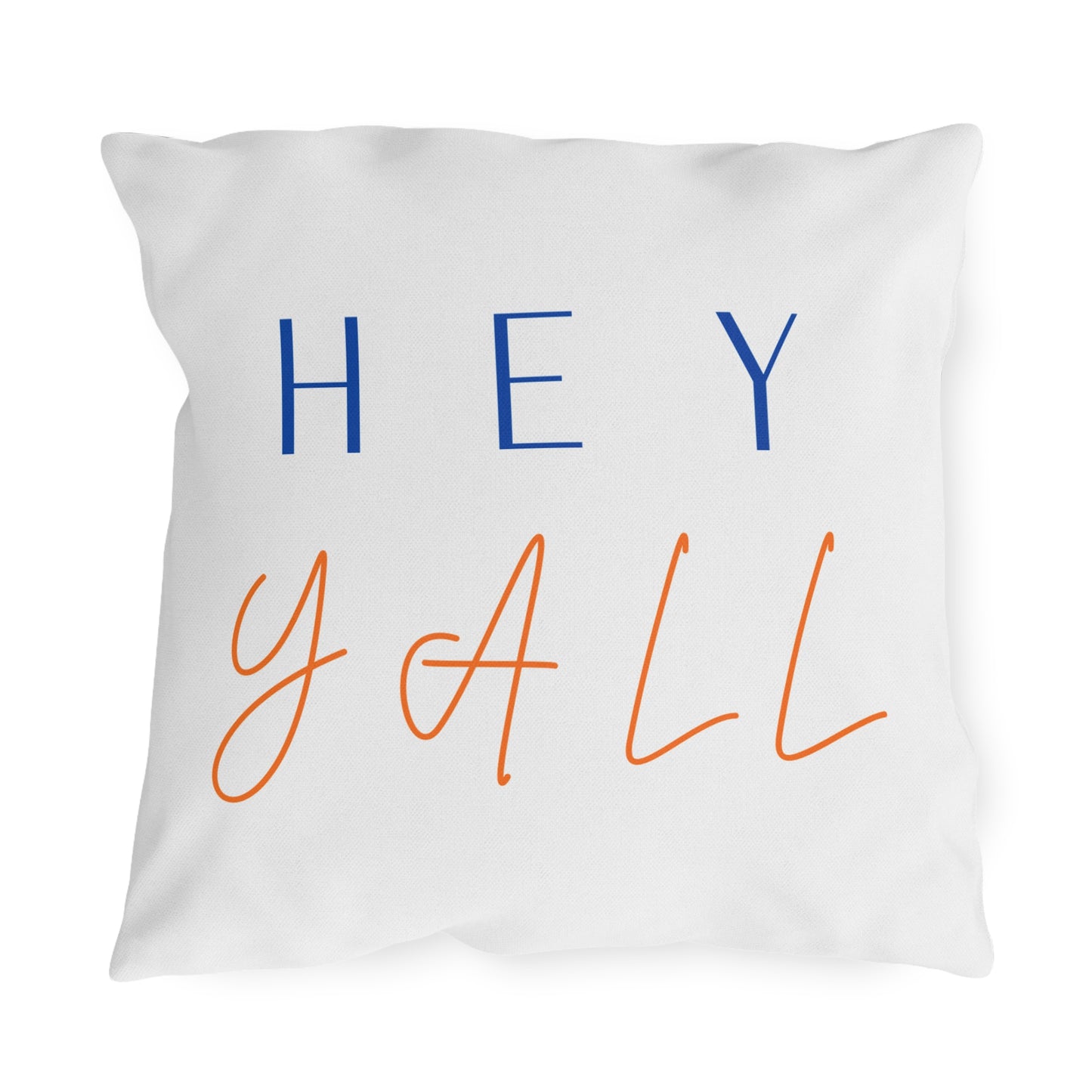 Hey Y'all Outdoor Pillow — Southern Script Accent Pillow for Porch & Patio